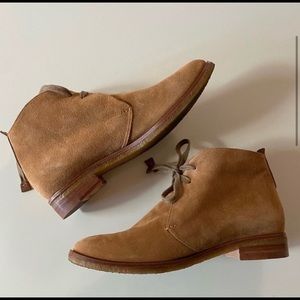 Like New Anthropologie Bernardo Tan Suede Leather Lace Up Ankle Booties